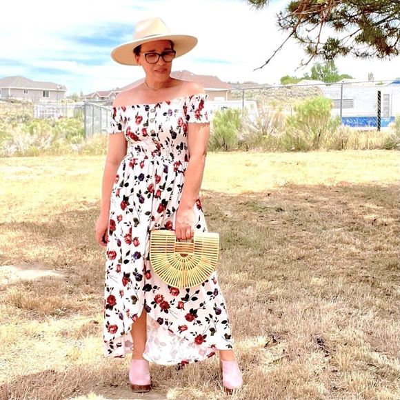 J for Justify Dresses & Skirts - Retro 90’s y2k Floral Off Shoulder High Low Summer Coachella Festival Dress
